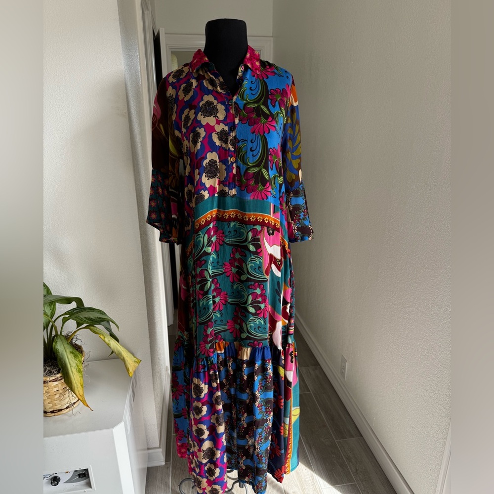 Johnny Was Multicolor Patchwork maxi dress XS